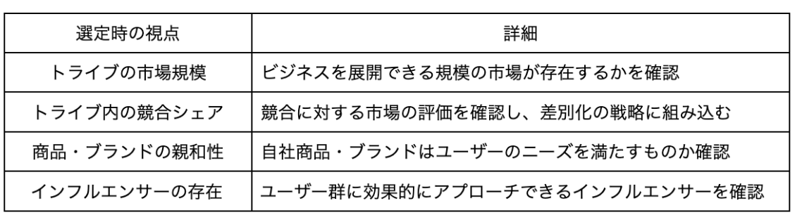 ターゲットトライブ4つの視点